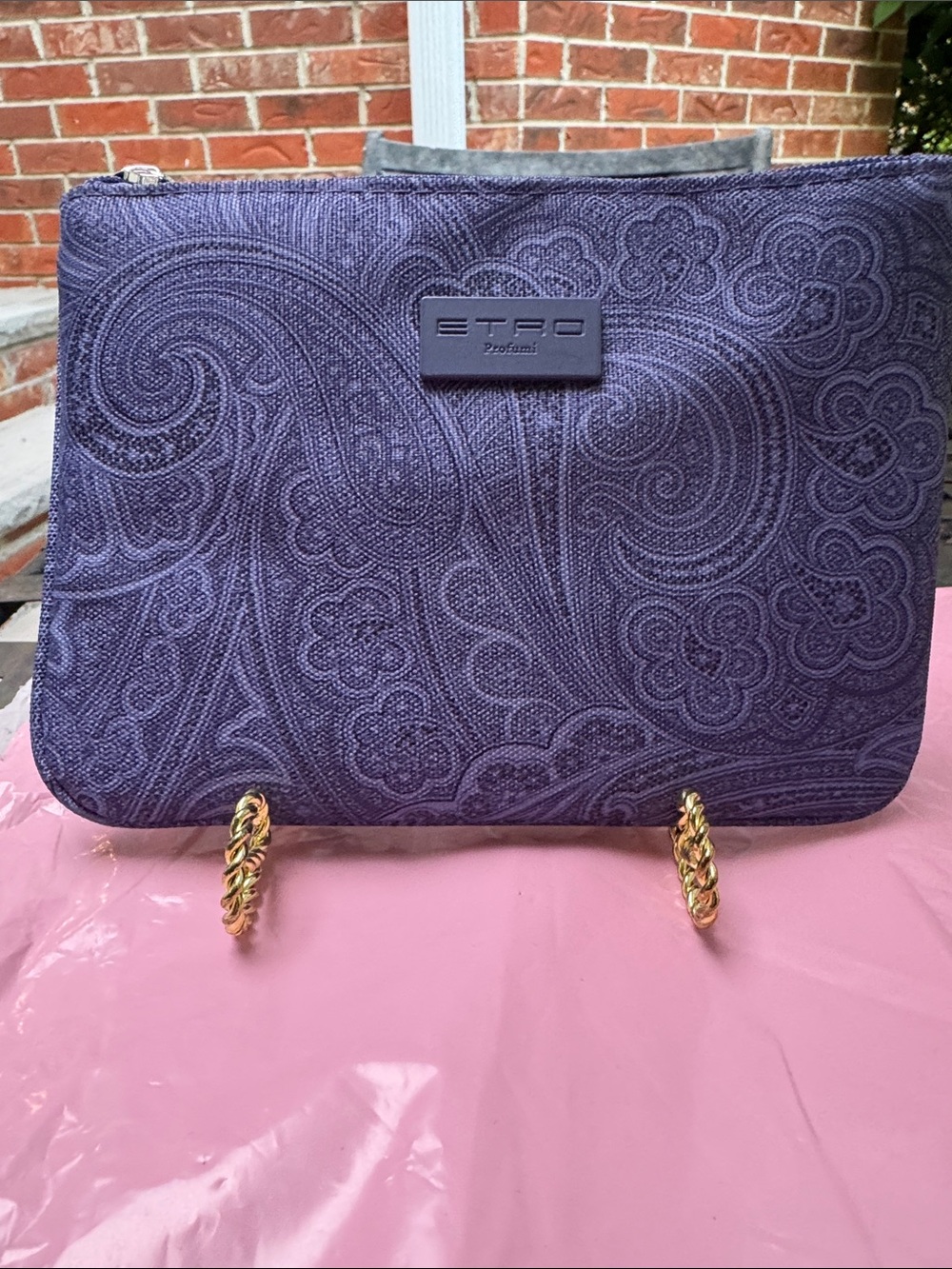 Etro Navy Paisley Canvas  Pouch
